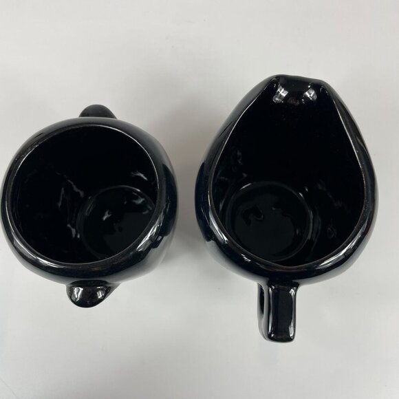 Frankoma Pottery Black Onyx Open Sugar and Creamer Set 5BD 5BA - Picture 5 of 8